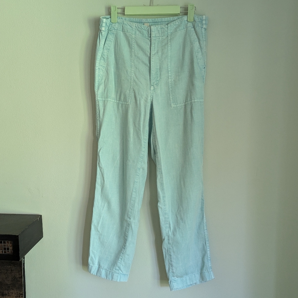 J.Crew Zip Up Sea Side Pants Pale Mint Aqua Women's 8 Cropped Lyocell Beach 206